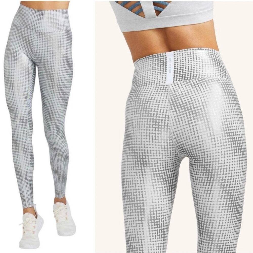 Peloton Show Up Foil Legging Silver White - Size XS